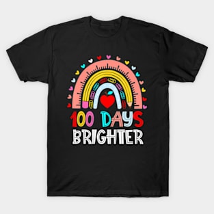 100Th Day Of School Teacher 100 Days Brighter Rainbow Kids T-Shirt